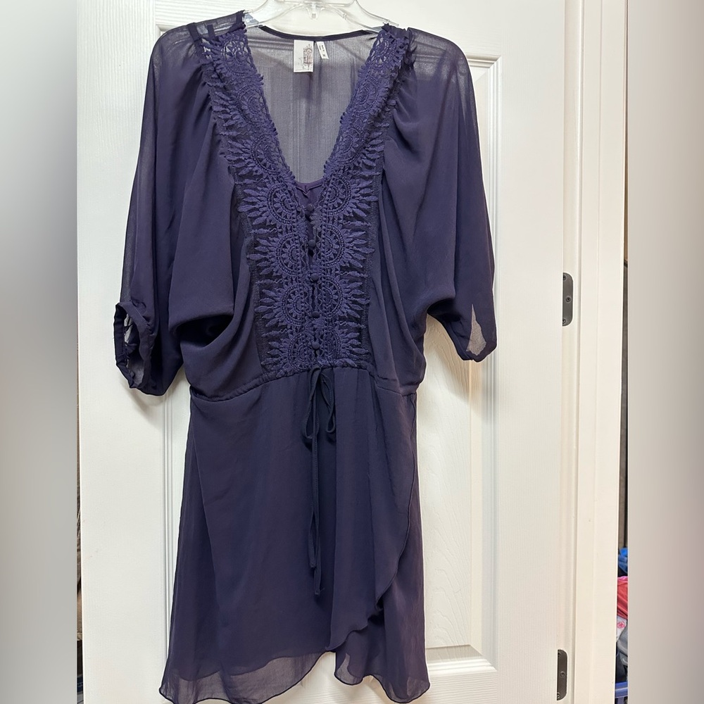 Francesca’s Elegant Purple Lace Dress